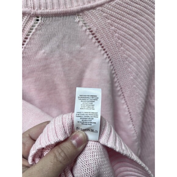 Kerri Rosenthal Pink Cable Knit Sweater Heart Patch Cropped XS Love Preppy VDay - Picture 9 of 9